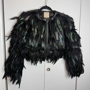Chaser - Real Feather Jacket- Black & Iridescent - XS NWT